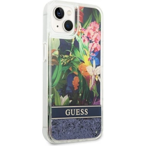 Etui Guess GUHCP14MLFLSB Apple iPhone 14 Plus / 15 Plus niebieski/blue hardcase Flower Liquid Glitter