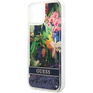 Etui Guess GUHCP14MLFLSB Apple iPhone 14 Plus / 15 Plus niebieski/blue hardcase Flower Liquid Glitter