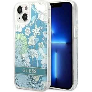 Etui Guess GUHCP14MLFLSN Apple iPhone 14 Plus / 15 Plus zielony/green hardcase Flower Liquid Glitter