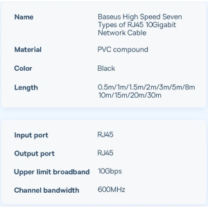 Kup Kabel sieciowy Baseus Speed Seven RJ45 10Gbps 15m czarny - BSU3557 - {ean13} - Sklep Home Screen