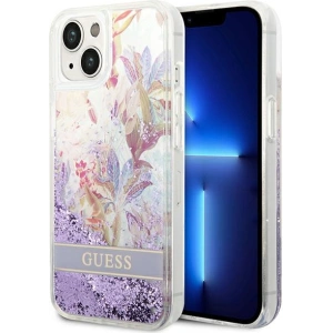 Etui Guess GUHCP14MLFLSU Apple iPhone 14 Plus / 15 Plus fioletowy/purple hardcase Flower Liquid Glitter