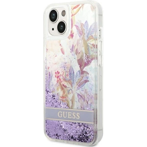 Etui Guess GUHCP14MLFLSU Apple iPhone 14 Plus / 15 Plus fioletowy/purple hardcase Flower Liquid Glitter