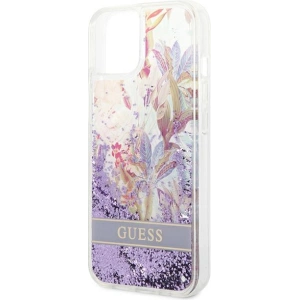 Etui Guess GUHCP14MLFLSU Apple iPhone 14 Plus / 15 Plus fioletowy/purple hardcase Flower Liquid Glitter