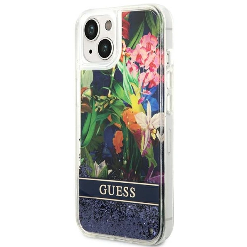 Kup Etui Guess GUHCP14SLFLSB Apple iPhone 14 kék/blue hardcase Flower Liquid Glitter - GUE2062 - {ean13} - Sklep Home Screen