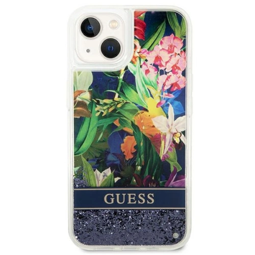 Kup Etui Guess GUHCP14SLFLSB Apple iPhone 14 kék/blue hardcase Flower Liquid Glitter - GUE2062 - {ean13} - Sklep Home Screen