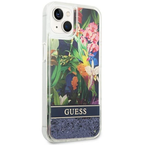 Kup Etui Guess GUHCP14SLFLSB Apple iPhone 14 kék/blue hardcase Flower Liquid Glitter - GUE2062 - {ean13} - Sklep Home Screen