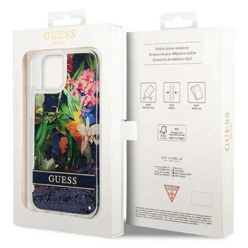 Kup Etui Guess GUHCP14SLFLSB Apple iPhone 14 kék/blue hardcase Flower Liquid Glitter - GUE2062 - {ean13} - Sklep Home Screen