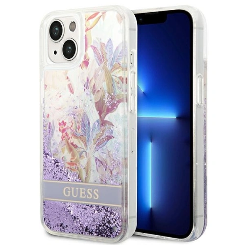 Kup Etui Guess GUHCP14SLFLSU Apple iPhone 14 violet/hardcase cu flori Glitter lichid - GUE2064 - {ean13} - Sklep Home Screen