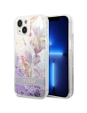 Etui Guess GUHCP14SLFLSU Apple iPhone 14 lila/purple kemény tok Virágos Folyékony Csillámpor