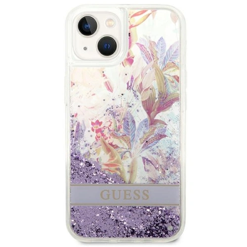 Kup Etui Guess GUHCP14SLFLSU Apple iPhone 14 lila/purple kemény tok Virágos Folyékony Csillámpor - GUE2064 - {ean13} - Sklep Home Screen