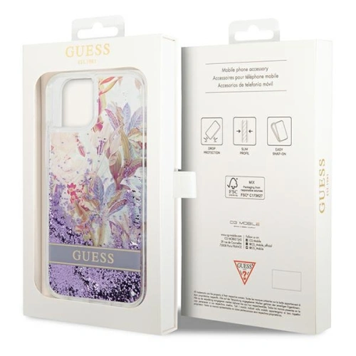 Kup Etui Guess GUHCP14SLFLSU Apple iPhone 14 fialová/purple hardcase Flower Liquid Glitter - GUE2064 - {ean13} - Sklep Home Screen