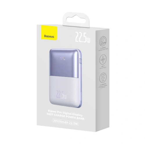 Kup Powerbank Baseus Bipow Pro 20000mAh 22.5W + cablu USB-A - USB-C 3A 0.3m violet - BSU3562 - {ean13} - Sklep Home Screen