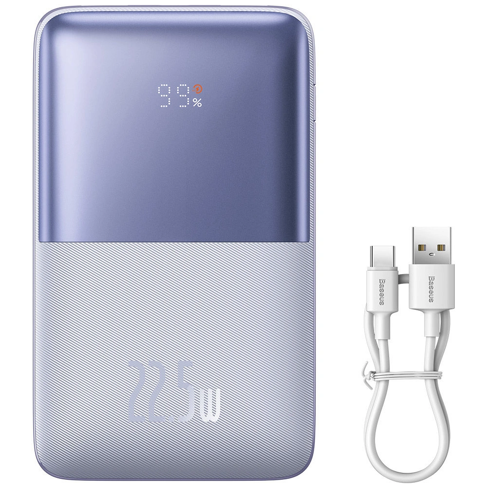 Powerbank Baseus Bipow Pro 20000mAh 22.5W + kabel USB-A - USB-C 3A 0.3m fioletowy
