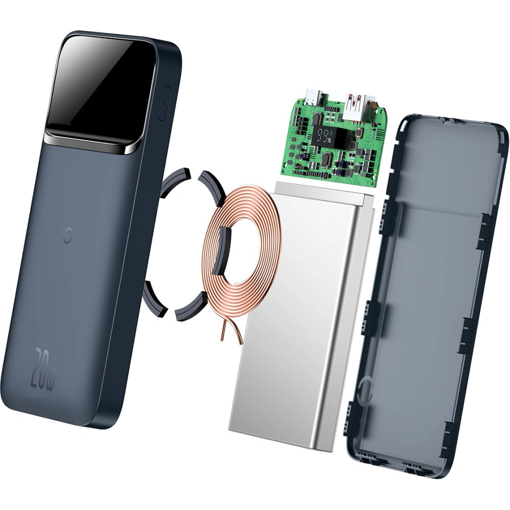 Powerbank Baseus Magnetic 10000mAh 20W Overseas Edition + kabel USB-A - USB-C granatowy