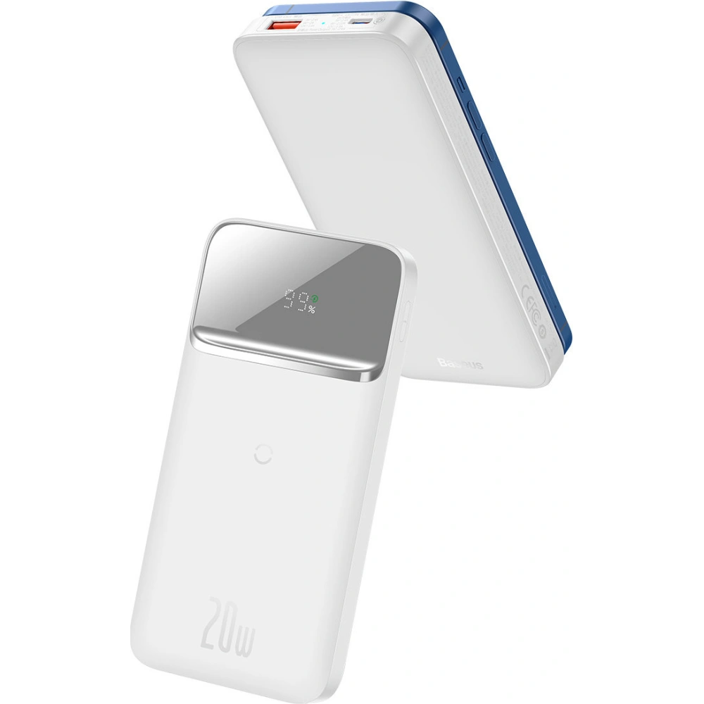 Powerbank Baseus Magnetic 10000mAh 20W Overseas Edition + kabel USB-A - USB-C biały