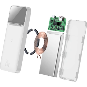 Powerbank Baseus Magnetic 10000mAh 20W Overseas Edition + kabel USB-A - USB-C biały