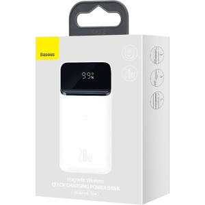 Powerbank Baseus Magnetic 10000mAh 20W Overseas Edition + kabel USB-A - USB-C biały