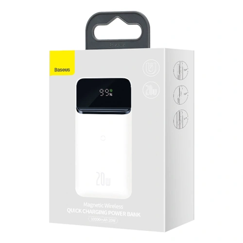 Kup Powerbank Baseus Magnetic 10000mAh 20W Overseas Edition + cablu USB-A - USB-C alb - BSU3564 - {ean13} - Sklep Home Screen