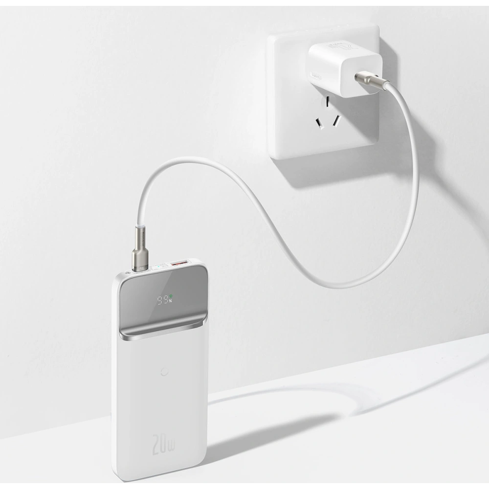 Powerbank Baseus Magnetic 10000mAh 20W Overseas Edition + kabel USB-A - USB-C biały