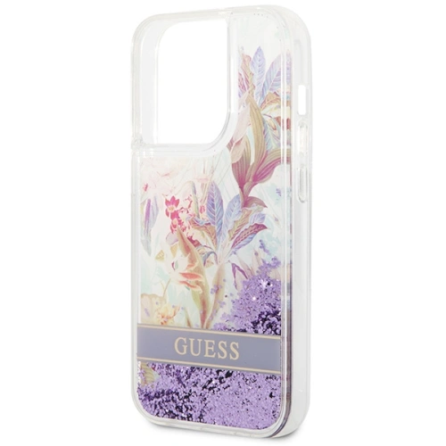 Kup Etui Guess GUHCP14XLFLSU Apple iPhone 14 Pro Max violet/hardcase cu flori și glitter lichid - GUE2067 - {ean13} - Sklep Home Screen