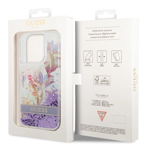 Kup Etui Guess GUHCP14XLFLSU Apple iPhone 14 Pro Max fioletowy/purple hardcase Flower Liquid Glitter - GUE2067 - {ean13} - Sklep Home Screen