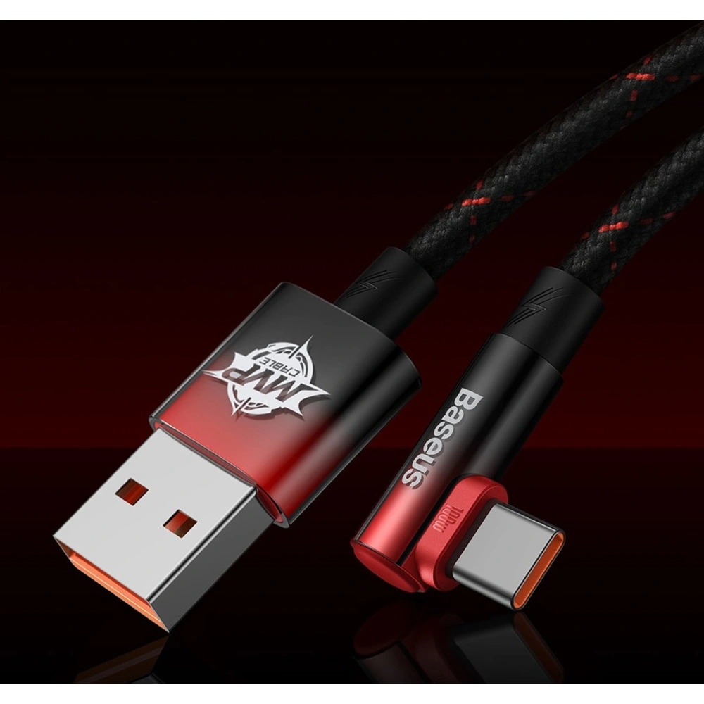 Kabel kątowy Baseus MVP 2 Elbow USB-A - USB-C 2m PD 100W 5A czerwony