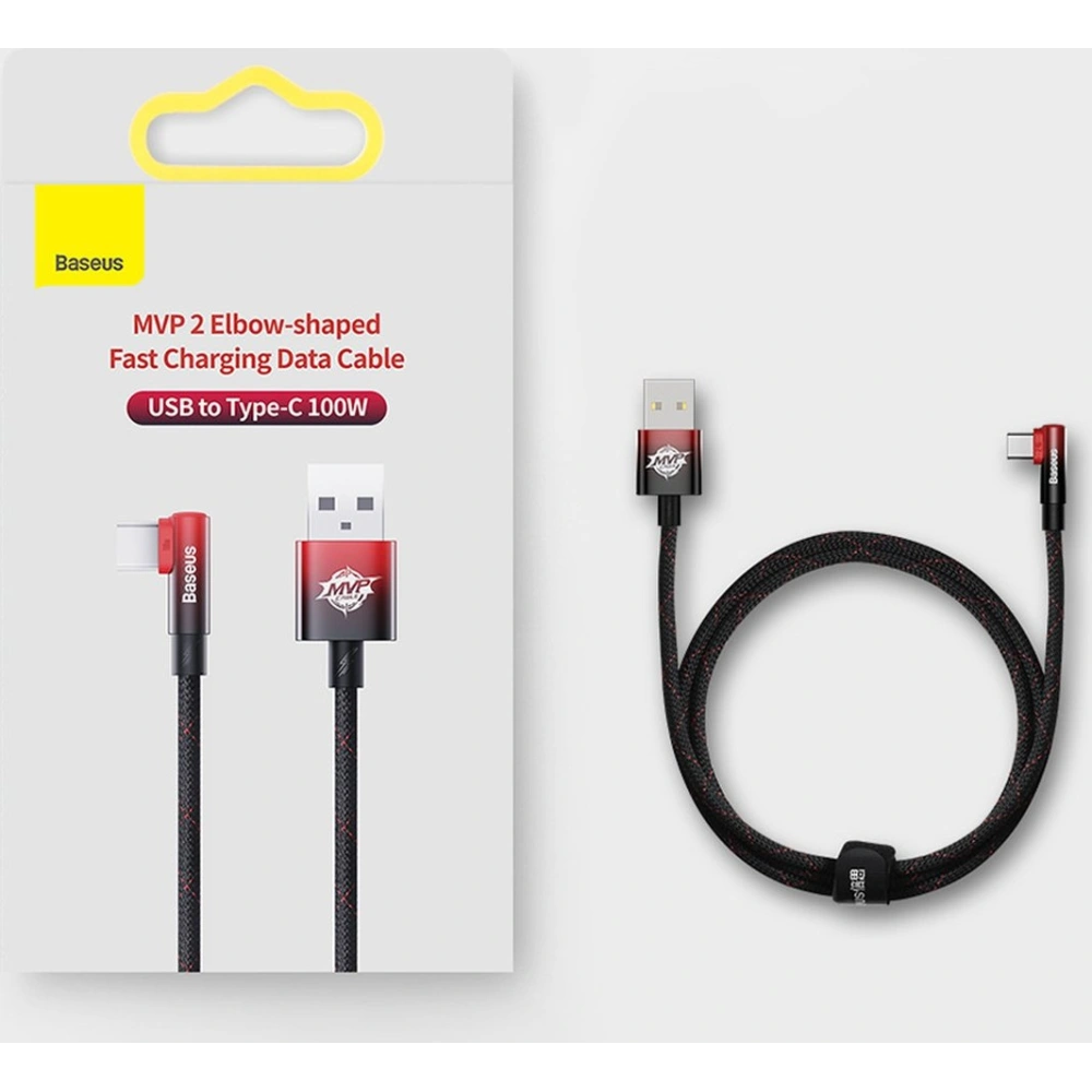 Kabel kątowy Baseus MVP 2 Elbow USB-A - USB-C 2m PD 100W 5A czerwony