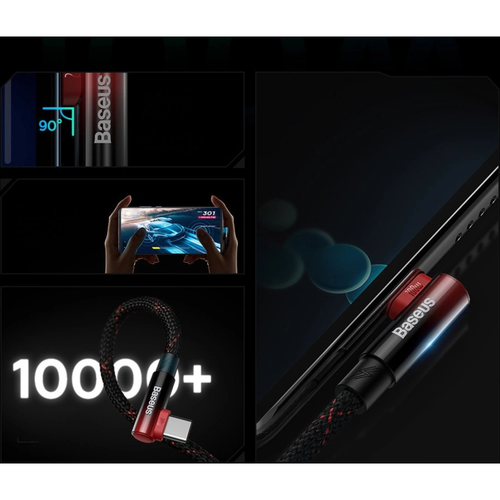 Kabel kątowy Baseus MVP 2 Elbow USB-A - USB-C 2m PD 100W 5A czerwony