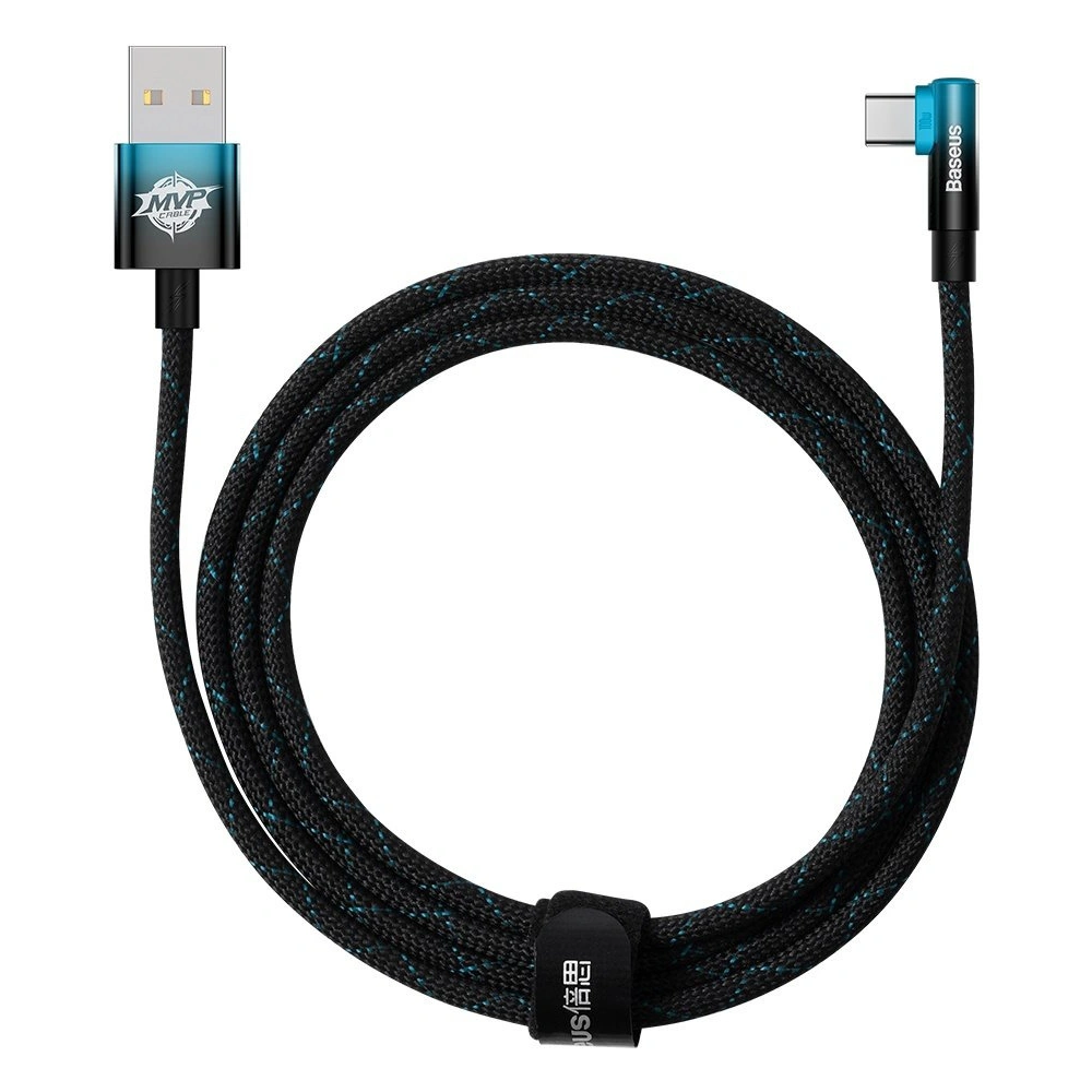 Kabel kątowy Baseus MVP 2 Elbow USB-A - USB-C 2m PD 100W 5A niebieski