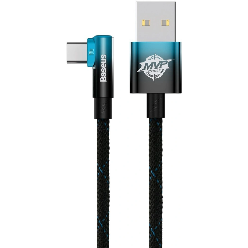 Kabel kątowy Baseus MVP 2 Elbow USB-A - USB-C 2m PD 100W 5A niebieski
