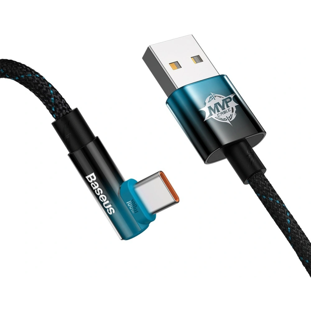 Kabel kątowy Baseus MVP 2 Elbow USB-A - USB-C 2m PD 100W 5A niebieski