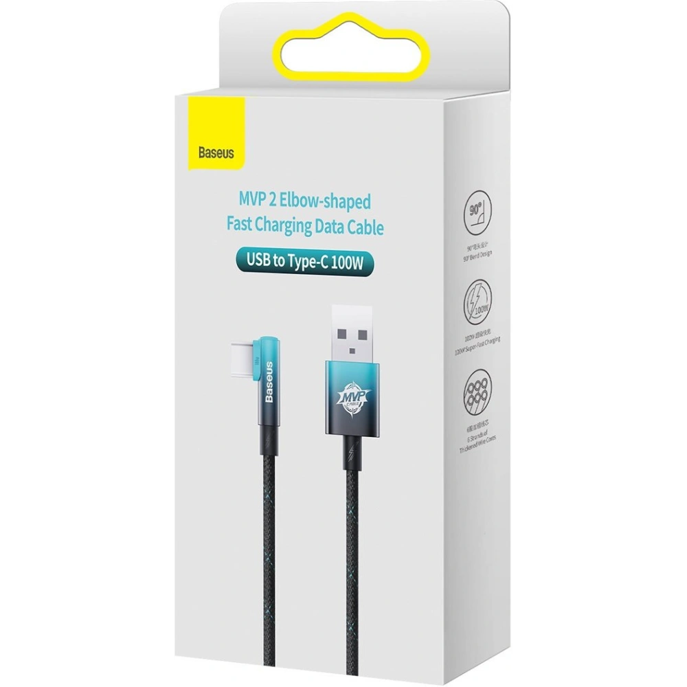 Kabel kątowy Baseus MVP 2 Elbow USB-A - USB-C 2m PD 100W 5A niebieski