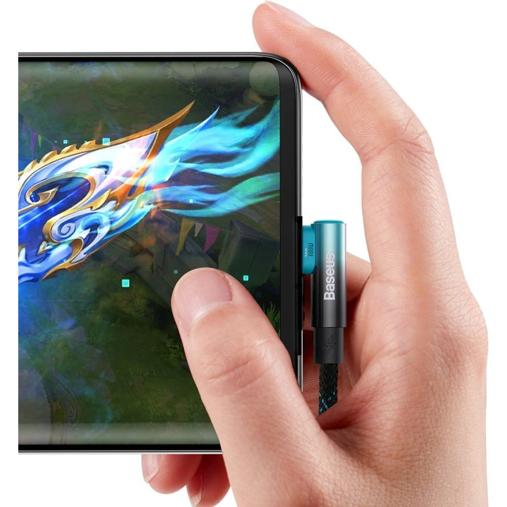 Kabel kątowy Baseus MVP 2 Elbow USB-A - USB-C 2m PD 100W 5A niebieski