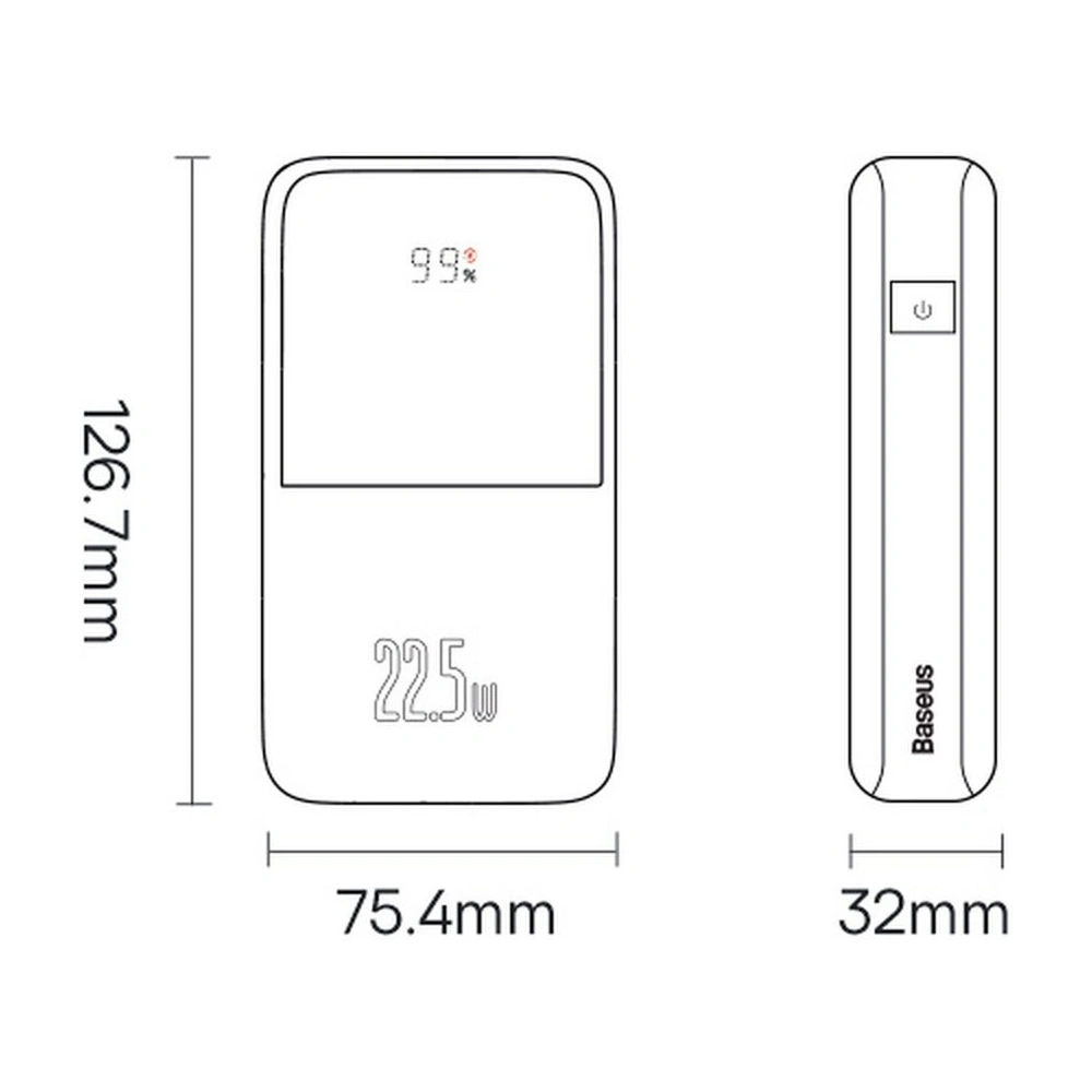 Powerbank Baseus Bipow Pro 20000mAh 22.5W + kabel USB-A - USB-C 3A 0.3m czarny