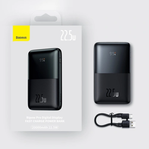 Kup Powerbank Baseus Bipow Pro 20000mAh 22.5W + cablu USB-A - USB-C 3A 0.3m negru - BSU3570 - {ean13} - Sklep Home Screen