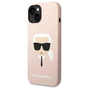 Etui Karl Lagerfeld KLHMP14MSLKHLP Apple iPhone 14 Plus / 15 Plus hardcase jasnoróżowy/light pink Silicone Karl`s Head Magsafe