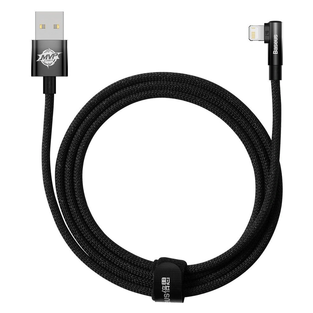 Kabel kątowy Baseus MVP 2 Elbow USB-A - Lightning 2m 2.4A czarny