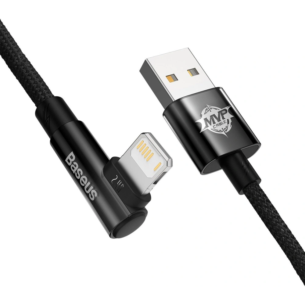 Kabel kątowy Baseus MVP 2 Elbow USB-A - Lightning 2m 2.4A czarny