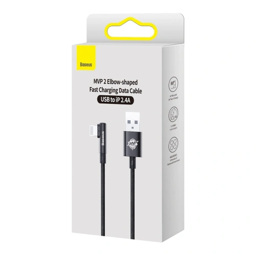 Kup Kabel kątový Baseus MVP 2 Elbow USB-A - Lightning 2m 2.4A černý - BSU3573 - {ean13} - Sklep Home Screen
