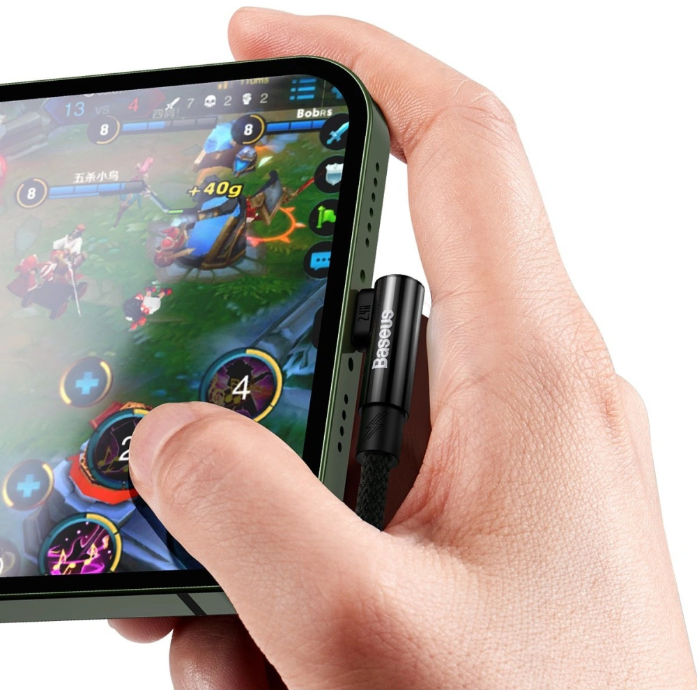 Kabel kątowy Baseus MVP 2 Elbow USB-A - Lightning 2m 2.4A czarny