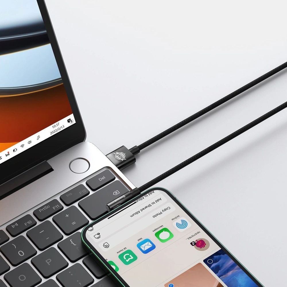 Kabel kątowy Baseus MVP 2 Elbow USB-A - Lightning 2m 2.4A czarny