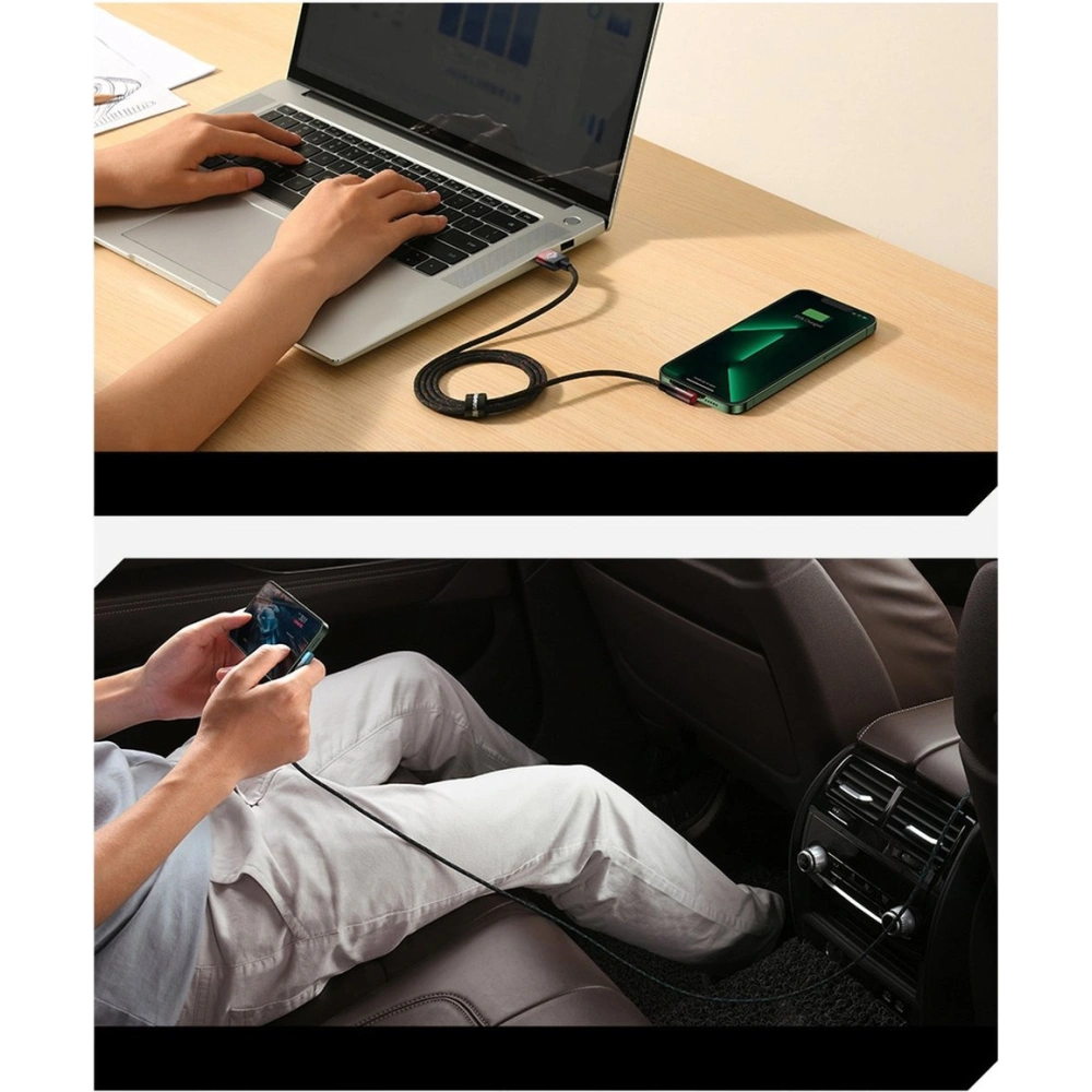 Kabel kątowy Baseus MVP 2 Elbow USB-A - Lightning 2m 2.4A czarny