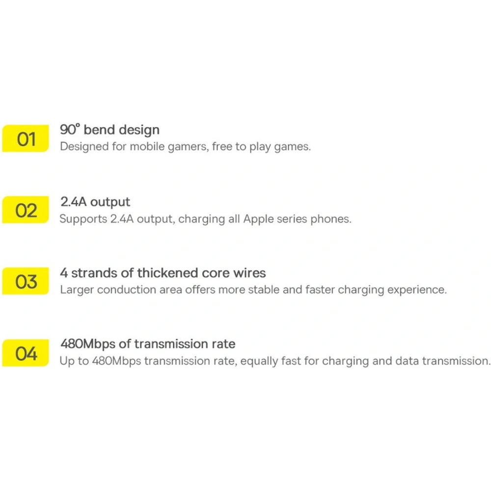 Kabel kątowy Baseus MVP 2 Elbow USB-A - Lightning 2m 2.4A czarny