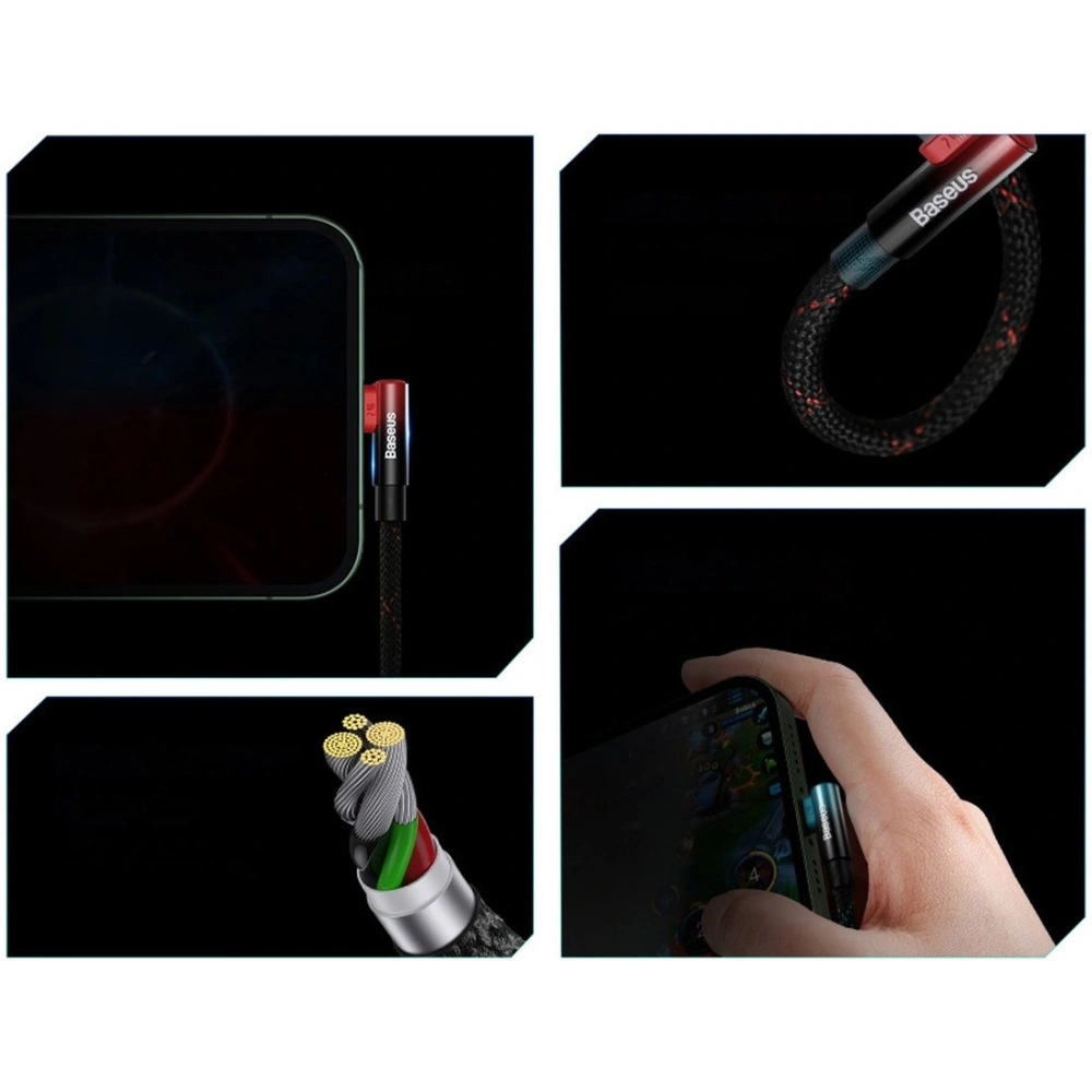 Kabel kątowy Baseus MVP 2 Elbow USB-A - Lightning 2m 2.4A czarny