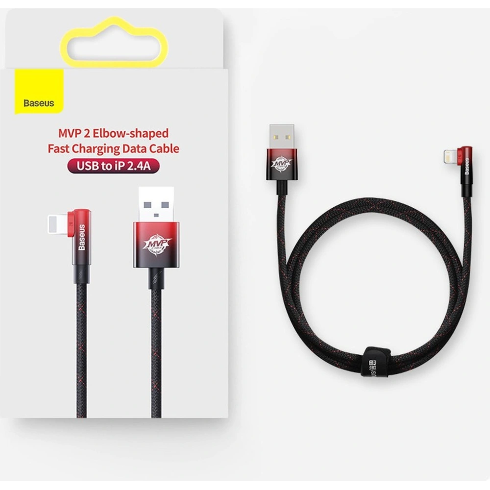 Kabel kątowy Baseus MVP 2 Elbow USB-A - Lightning 2m 2.4A czarny
