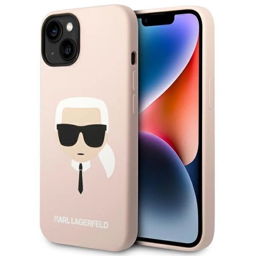 Kup Etui Karl Lagerfeld KLHMP14SSLKHLP Apple iPhone 14 hardcase roz cu deschidere la culoare/roz deschis Silicone Karl`s Head Magsafe - KLD1087 - {ean13} - Sklep Home Screen