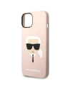 Kup Etui Karl Lagerfeld KLHMP14SSLKHLP Apple iPhone 14 hardcase roz cu deschidere la culoare/roz deschis Silicone Karl`s Head Magsafe - KLD1087 - {ean13} - Sklep Home Screen