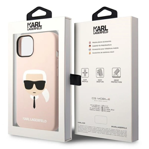 Kup Etui Karl Lagerfeld KLHMP14SSLKHLP Apple iPhone 14 hardcase roz cu deschidere la culoare/roz deschis Silicone Karl`s Head Magsafe - KLD1087 - {ean13} - Sklep Home Screen