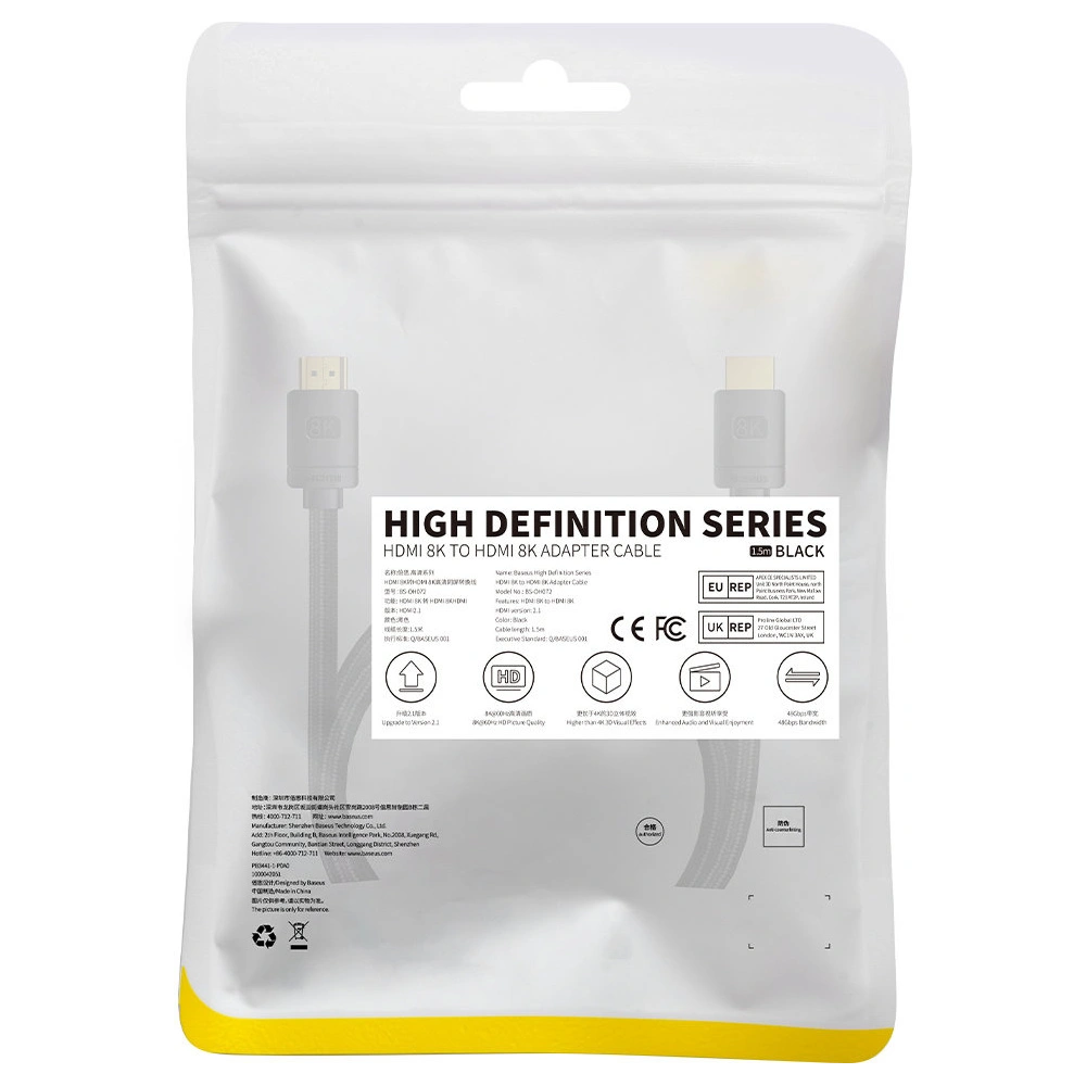 Kabel HDMI 2.1 Baseus High Definition Series 8K 60Hz 1,5m czarny