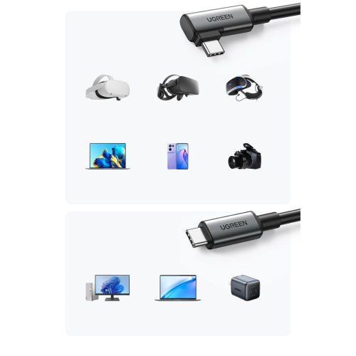 Kup Úhlový kabel UGREEN US551 USB-C - USB-C 60W, přenos dat s podporou VR brýlí, 5m černý - UGR1385 - {ean13} - Sklep Home Screen